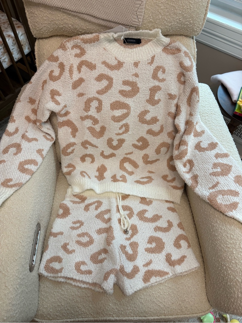 Cozy Two-Piece Cream & Tan Leopard Print Pajama Set